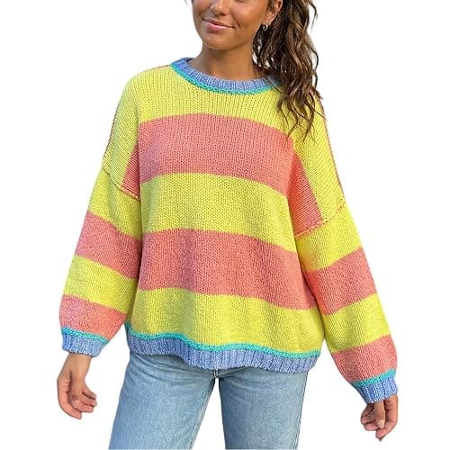 Vintage Sweaters for Women Crewneck Long Sleeve Preppy Oversized Knit Pullover Tops Downtown Girl Aesthetic Clothes - Image 1