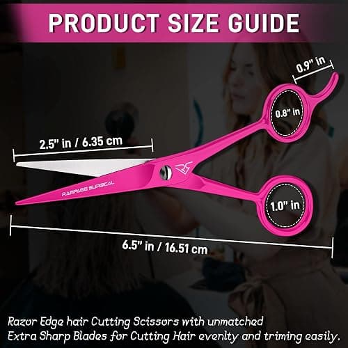 Professional Hairdresser Scissors 6.5" Inch Pink Hair Cutting Shears Japanese Stainless Steel Salon Barber Scissor (Barber Scissors, Japanese, B-4) thumbnail 2