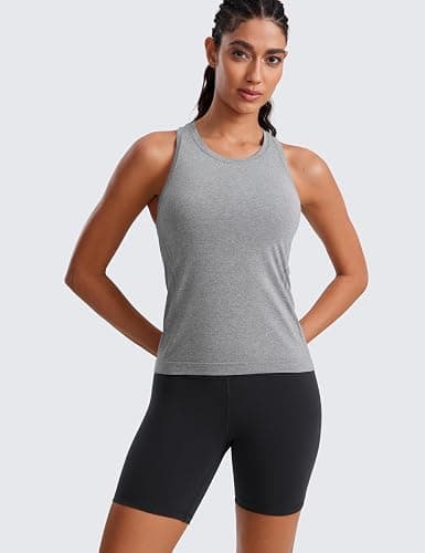 CRZ YOGA Seamless Crewneck Tank Tops for Women - Workout Athletic Running Gym Sleeveless Shirts Racerback Breathable Tee thumbnail 2