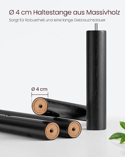 VASAGLE Garderobenständer, Kleiderständer Massivholz, Jackenständer Baumform, 8 Haken für Jacken, Hüte, für Flur, Haken und Haltestange aus Kautschukholz, tintenschwarz RCR010B01 thumbnail 5