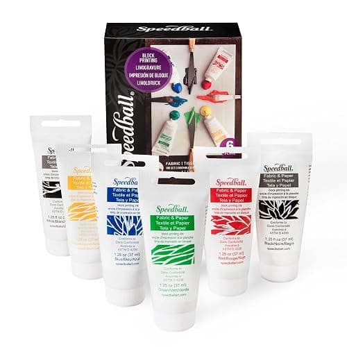 Speedball Premium Block Printing Ink Set - 6 Colors for Fabric and Paper - Water Soluble Oil Based Ink - 1.25 oz Each - Non Toxic Art Supplies - Image 1