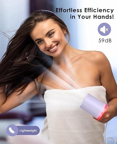 OSOU Diffuser Hair Dryer, High Speed Fast Drying Hair Dryers, Negative Ionic Professional Blow Dryer with 110000 RPM Brushless Motor, Lightweight Low Noise Thermo-Control Hairdryer, Travel with Nozzle thumbnail 5