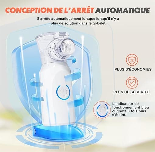 AU YAT Nebulisateur pour Adultes, Nebulisateur Portable Rechargeable pour Adultes et Enfants, Inhalateur Silencieux pour Enfants avec 2 Masques et Embout Buccal, pour Usage Domestique et en Voyage thumbnail 4
