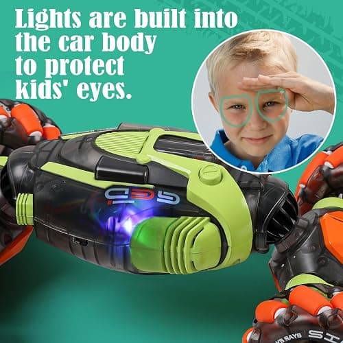 FUNiOi Gesture Sensing RC Stunt Car - Remote & Hand-Controlled Drift Toy for Kids Ages 5-7 6-8 9 10 11 12 Year Old, 4WD, Double-Sided Driving with Lights & Music thumbnail 6