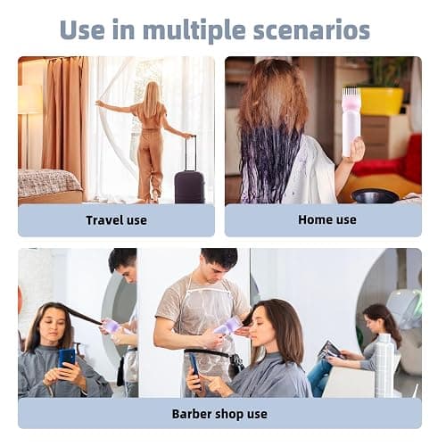 Root Comb Applicator Bottle, 6 Ounce, Hair Oil Applicator, Oil Applicator for Hair Dye, Oil Bottles for Hair, Hair Oiling Applicator with Graduated Scale (2 Pack+20 PCS Disposable Shower Caps, Purple) thumbnail 5