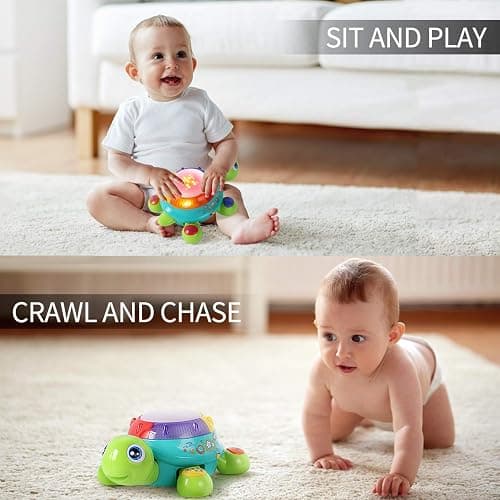 iPlay, iLearn Baby Musical Turtle Toy, Spanish English Bilingual Learning, Toddler Crawling Toys W/ Light & Sound, Infant Development Educational Birthday Gifts 6 7 8 9 10 12 Month 1 Year Old Boy Girl thumbnail 5