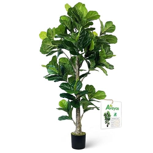 Aveyas 6ft Artificial Fiddle Leaf Fig Tree for Home Decor, 6 Feet Large Faux Plant Fake Ficus lyrata Silk Trees with Pot for Indoor Outdoor House Living Room Office (6 ft Tall) - Image 1
