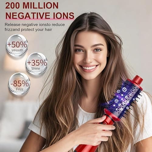 5 in 1 Air Styler Set & Hair Dryer Brush, Low-Speed Negative Ionic Hair Styler Drying, Multi Hair Styler, Professional Blow Dryer Brush for Curling Volumizing Straightening Styling (Red+Black) thumbnail 3