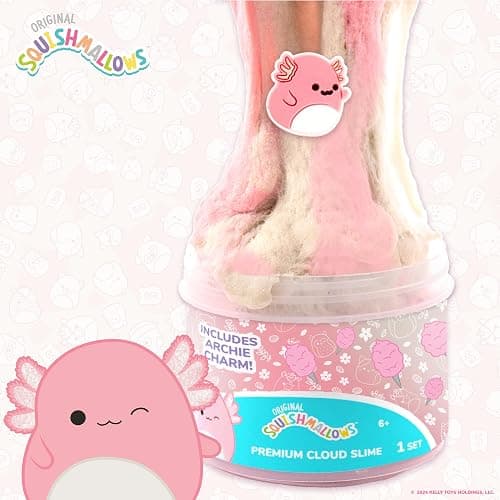 Original Squishmallows Archie The Axolotl Premium Cloud Slime, Cotton Candy-Scented, 8 oz., Storage Container with Figurine Topper, Rubber Charm, Goodie Bags Stuffers, Kids Party Favors, Sensory Toys thumbnail 4