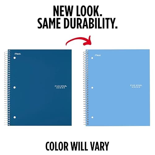 Five Star Spiral Notebook + Study App, 3 Subject, College Ruled Paper, 8.5" x 11", 150 Sheets, Blue (Color May Vary) (820003NH0) thumbnail 3