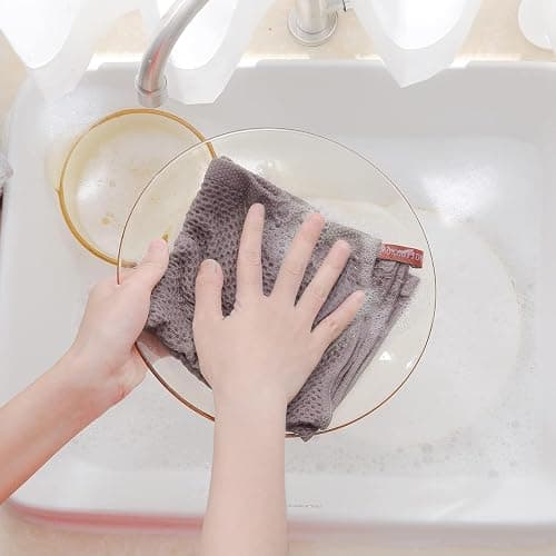 smiry Cotton Kitchen Dish Towels, 12" x 12", 6 Pack Waffle Weave Kitchen Towels, Ultra Soft Absorbent Quick Drying Dish Cloth, Brown thumbnail 2