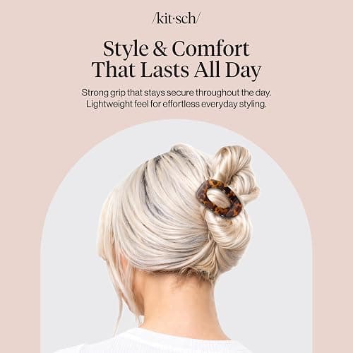 Kitsch Small Flat Claw Clips for Women - Stylish Flat Hair Clips, Strong Hold for Thick & Fine Hair | Non-Slip for Secure, Comfortable All-Day Wear | Ideal Gifts for Women -Tortoise Design thumbnail 7