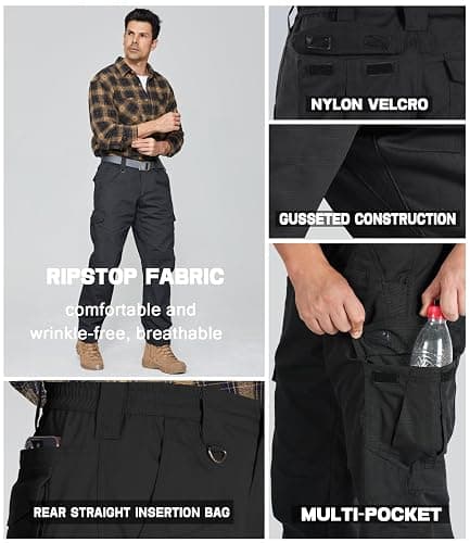 SPOSULEI Mens Tactical Pants Ripstop Cargo Work Pants with 9 Pockets Water Resistant Breathable Hiking Construction Pants thumbnail 5