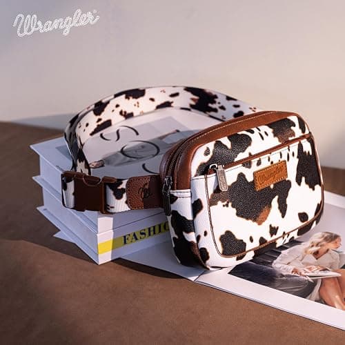 Wrangler Cow Print Waist Pack Western Belt Bag for Women with Adjustable Strap, Brown thumbnail 7