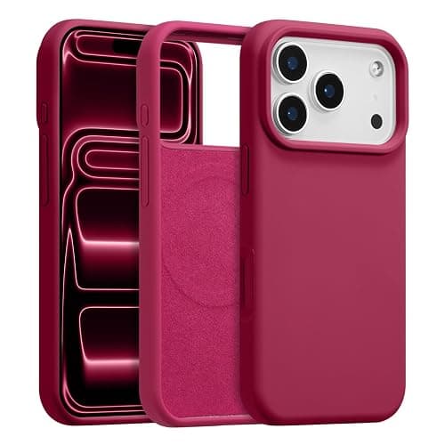 UCASONG Magnetic for iPhone 17 Pro Case 6.3", Premium Liquid Silicone Case,[Compatible with Magsafe][Soft Anti-Scratch Microfiber Lining],Slim Thin Shockproof Phone Cover-Red - Image 1