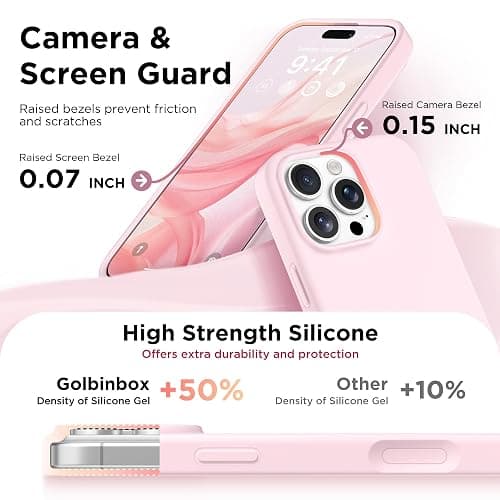 GOLBINBOX Magnetic for iPhone 16 Pro Case, Silicone Cover, Calke Pink | Compatible with MagSafe, Comfortable Grip, Soft Anti-Scratch Microfiber Lining, Slim Shockproof Protective Phone Case 6.3" thumbnail 5