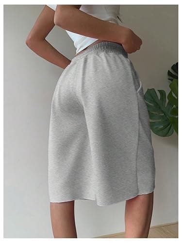 SHENHE Women's Wide Leg Sweat Shorts Drawstring Casual Lounge Sports Knee Length Bermuda Shorts thumbnail 3