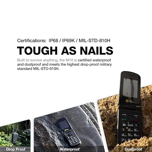 AGM M10 Rugged Basic Flip Phone, 4G Feature Cell Phone, Simple Mobile Phones, Pocket-Sized, Waterproof & Drop-Proof, Speed Dial, Large Fonts & Big Buttons, 98dB Speaker, Dual SIM, for T-Mobile ONLY thumbnail 4