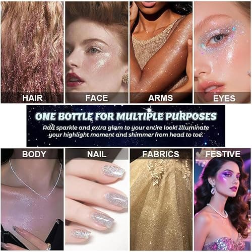 Pearl White Highlighter Spray for Face and Body, Rich Color Loose Shimmer Powder Long Lasting Sparkly Spray High Gloss Makeup for Women Rave Festival Prom Stage Wedding Party, #1 thumbnail 4