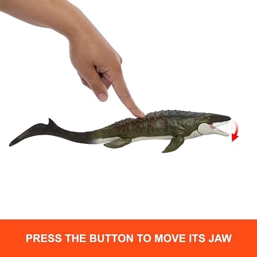 Mattel Matchbox Toy Car Playset, Jurassic World 12.5” Dino Boat with 13” Mosasaurus Dinosaur, 1:64 Die-Cast Jeep, Harpoon Missiles & Detachable Rescue Boat thumbnail 2