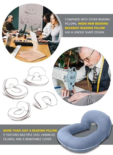 INSEN Reading Pillow, Back Pillow for Sitting in Bed and Couch | Backrest Pillow, Gaming Pillow for Adults, Sit Up Support for Bed thumbnail 2