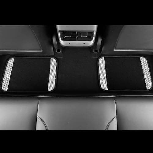 CAR PASS Bling Diamond Car Floor Mats, Shining Rhinestone Carpet Sparkly Glitter Crystal with Anti-Slip PVC Heel Pad Waterproof Universal Fit Automotive SUV,Sedan,Van,Cute Girl Women,4pcs Black Sliver thumbnail 8
