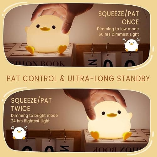 FAMIDUO Duck Lamp, Cute Pea Duck Night Light, 2 Levels Dimmable Ducky Night Lamp, LED Squishy Animal Light for Kids Sleep, Rechargeable Bedside Touch Silicone Lamp, Unique Dorm Decor Gift Toy thumbnail 3