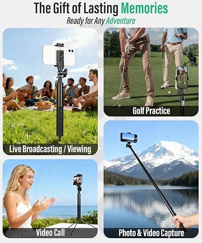 BMZX Golf Tripod Monopod, 47" Selfie Stick for Golf Swing Training & Recording | with Spike, Tripod, Phone Holder, 1/4"-20 Screw, Carry Bag | Compatible with iPhones, Android & Cameras thumbnail 8