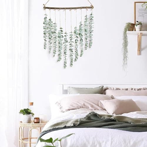 Bestjing Artificial Eucalyptus Wall Hanging Decor - Fake Eucalyptus Leaves Greenery Vines Wall Hanging Plants - Farmhouse Rustic Boho Decor for Bathroom Bedroom Livingroom Decorations thumbnail 7