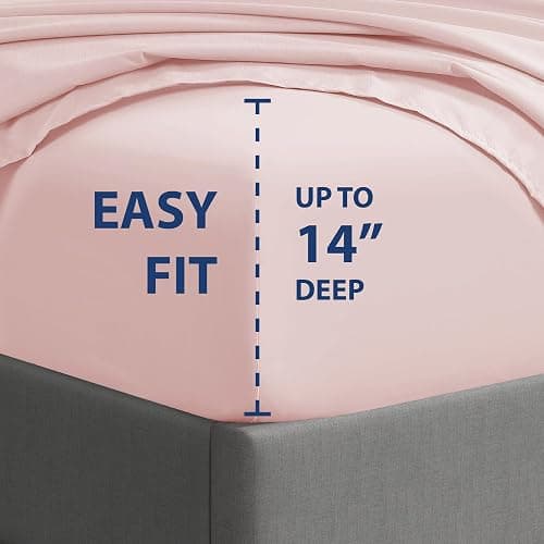 Cathay Home Essentials Ultra Soft Hypoallergenic Wrinkle Resistant Double Brushed Microfiber Bedding Sheet Set, Blush, King thumbnail 2