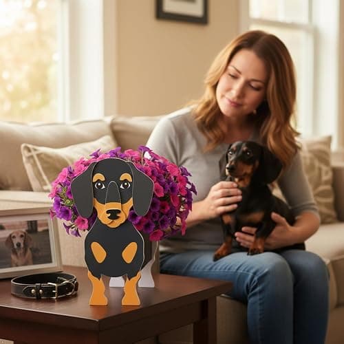 strolfay Dachshund Dog Planter, Cute Animal Shaped Plant Pot, Dog Flower Pot, Spring Planter Gifts for Women & Pet Lovers, Indoor Outdoor Garden Home Office Decor, 9.45 x 7.5 x 13.39 Inches thumbnail 4