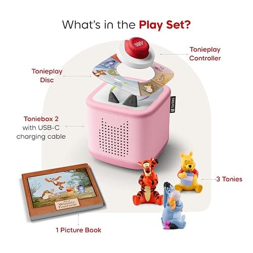 Toniebox 2 Audio Player Bundle for Kids 3+ with Winnie The Pooh, Tigger, Eeyore Figurines and Tonieplay Game & Controller - Cloud Pink thumbnail 3