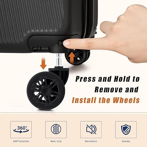 Eeeza Expandable Carry on Luggage Sets,Suitcases with Detachable Wheels Hardshell 22x14x9 Airline Approved,Lightweight Luggage Set with TSA Lock,Carry on Suitcase thumbnail 4