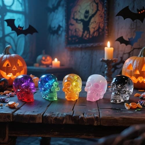 Resin Skull Molds, 8 PCS Flexible Clear Silicone Molds with Key Ring Accessory, 3D Skull Head Molds for Candle Making, Home Decor & Halloween Decoration thumbnail 9