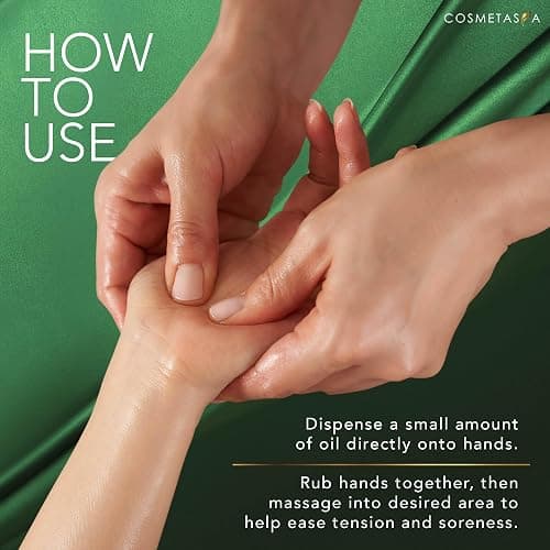 Cosmetasa Sore Muscle Massage Oil for Massage Therapy with Roller - All Natural, Cruelty-Free Massage Oils for Muscle Relaxing & Joint Comfort - Arnica Extract with Lavender & Chamomile Oil (8.8 oz) thumbnail 6