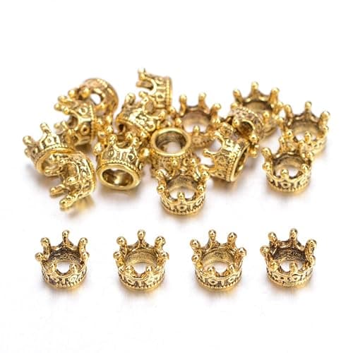 AD Beads 20 Pieces Solid Metal King & Queen Crown Big Hole Bracelet Connector Charm Beads thumbnail 2