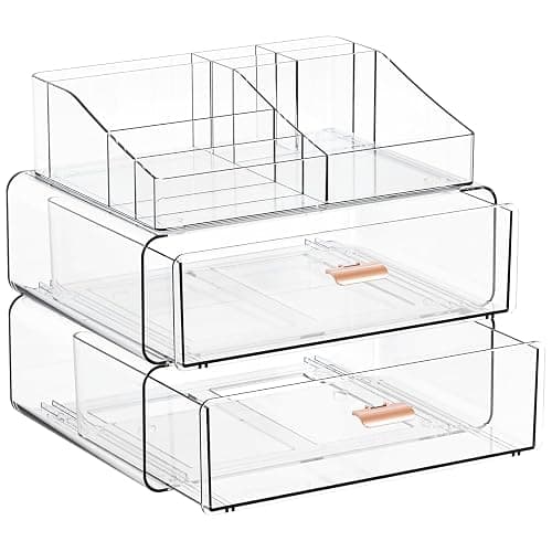 Yieach Clear Acrylic Makeup Organizers Countertop for Dresser,Desk,Bathroom Vanity,3 Tier Stackable Make up Holders and Makeup Cabinet,Tiered Cosmetic Storage and Make up Containers for Palette,Brush thumbnail 9