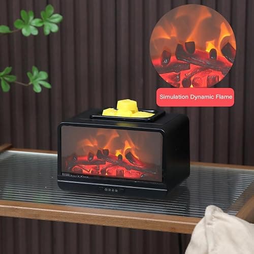 MeplLivs Dynamics Flame Fireplace Electric Wax Melt Warmer PTC Heating Plate Monochromatic Wax Burner Fragrance Wax Warmer for Home Office Gifts & Decor(Black) thumbnail 4