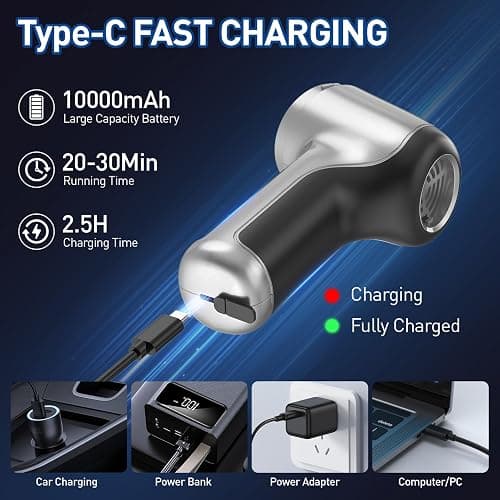 AHNR Handheld Car Vacuum Cleaner Cordless with Brushless Motor, 20000PA High Power Vacuum Cleaner & Air Duster, 3 in 1 Keyboard Portable Mini Hand Held Vacuums Cleaner for Car Home thumbnail 7