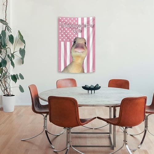 Welcome to My Crib Pink Duck Flag 2x3 Ft Welcome Home Funny Tapestry 2x3Ft Outdoor Garden and Porch Deck Garden Lawn Outdoor Yard Decor Flag (pink duck flag 2x3) thumbnail 4