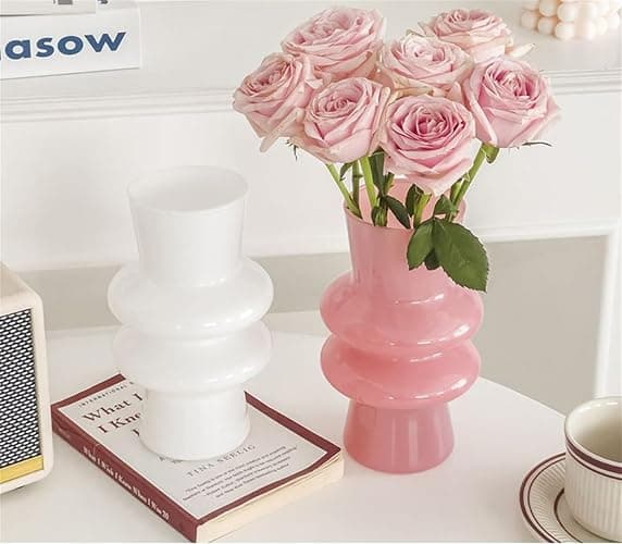JSPYFITS Modern Glass Vases, 7.87" Tall Four-Layer Glass Vase Bubble Flower Vases Decorative for Home Décor, Decorative White Glasses Table Vase for Wedding Housewarming Gift thumbnail 4
