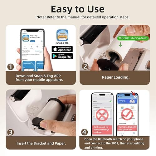 ORGSTA Sticker Printer Mini Printer S002 PrintPods Bluetooth Portable Sticker Maker with 1 Roll Paper Thermal Inkless Label Maker Machine Impresora Portátil Instant Print for Notes, Journal, DIY, Gift thumbnail 8