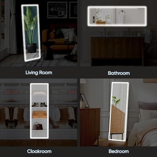 DUMOS LED Full Length Mirror, 20"×63" Floor Standing Mirror with 3 Color Lights & Wall Mounted for Bedroom, Dressing Room, Living Room, Bathroom thumbnail 4