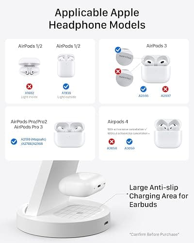 Anlmz 3 in 1 Charging Station for iPhone - Wireless Charger for Apple Products Multiple Devices - Charging Dock Stand for AirPods (for iPhone 17 16e 16 15 14 13 pro 12 11 X Max) thumbnail 5
