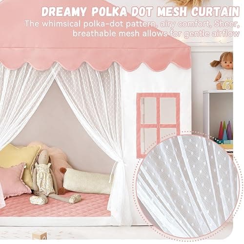 Kids Play Tent with Mat, Princess Castle Playhouse Play Tent for Kids Indoor, Girls Play Tent Play House for Birthday Toy House Gift (Pink) thumbnail 2
