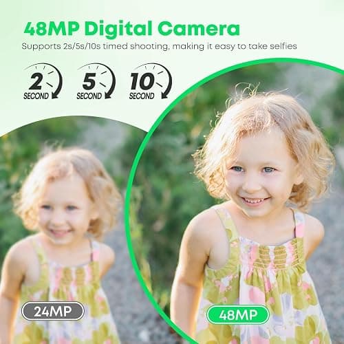 Digital Camera, Full HD 4K Digita Point and Shoot Camera Portable Compact and for 16X Zoom, Autofocus for Photography with 64GB Card, Anti-Shake, for Beginners, Boys Girls Kids, White thumbnail 2