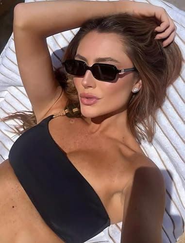 YMRFW Retro Rectangular Sunglasses for Women Narrow Trendy Small 90s Style Square Frame UV Protection Sun Glasses thumbnail 3