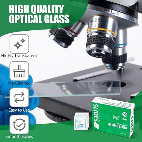 ZEEGOO Microscope Slides, Pre-Cleaned Ultra-Clear Blank Microscope Slides and Covers – 50 Slides, 100 Coverslips, 45° Ground Edged Optical Glass Slides for Microscope, Perfect for Classroom & Lab Use thumbnail 2
