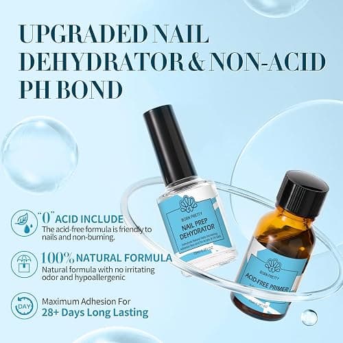 BORN PRETTY Nail Dehydrate and Primer, 15ml HEMA&TPO Free Dehydrator for Acrylic and Gel Nail Polish, Non Acid Primer for U V Gels, No Burn Fast Air Dry Nail Prep Dehydrator Set, 0.5oz thumbnail 2