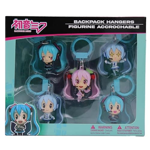 Just Toys LLC Hatsune Miku Backpack Hangers – 5‑Pack Sakura, Snow & Classic Miku Keychains – PVC Anime Hangers for Bags, Backpacks, Purses & Gifts - Image 1